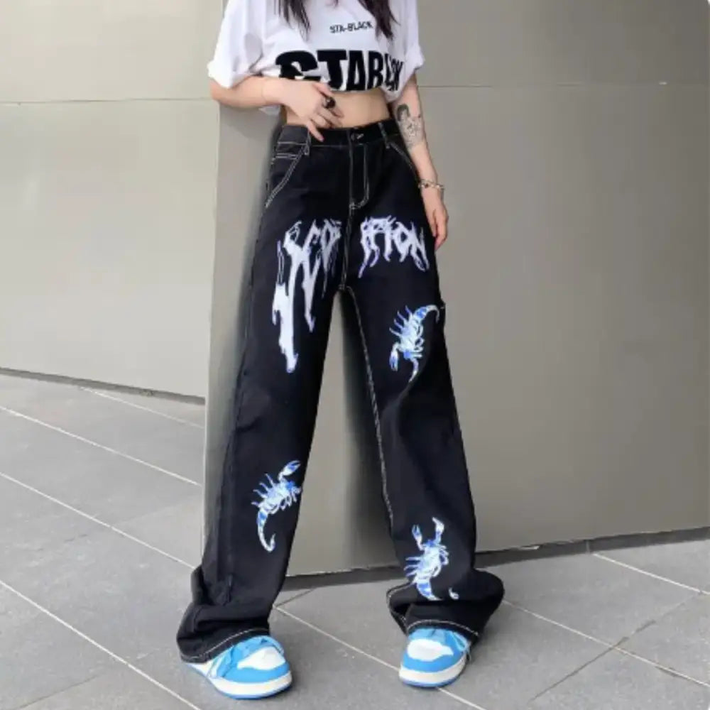Scorpion baggy jeans y2k pour mode urbaine