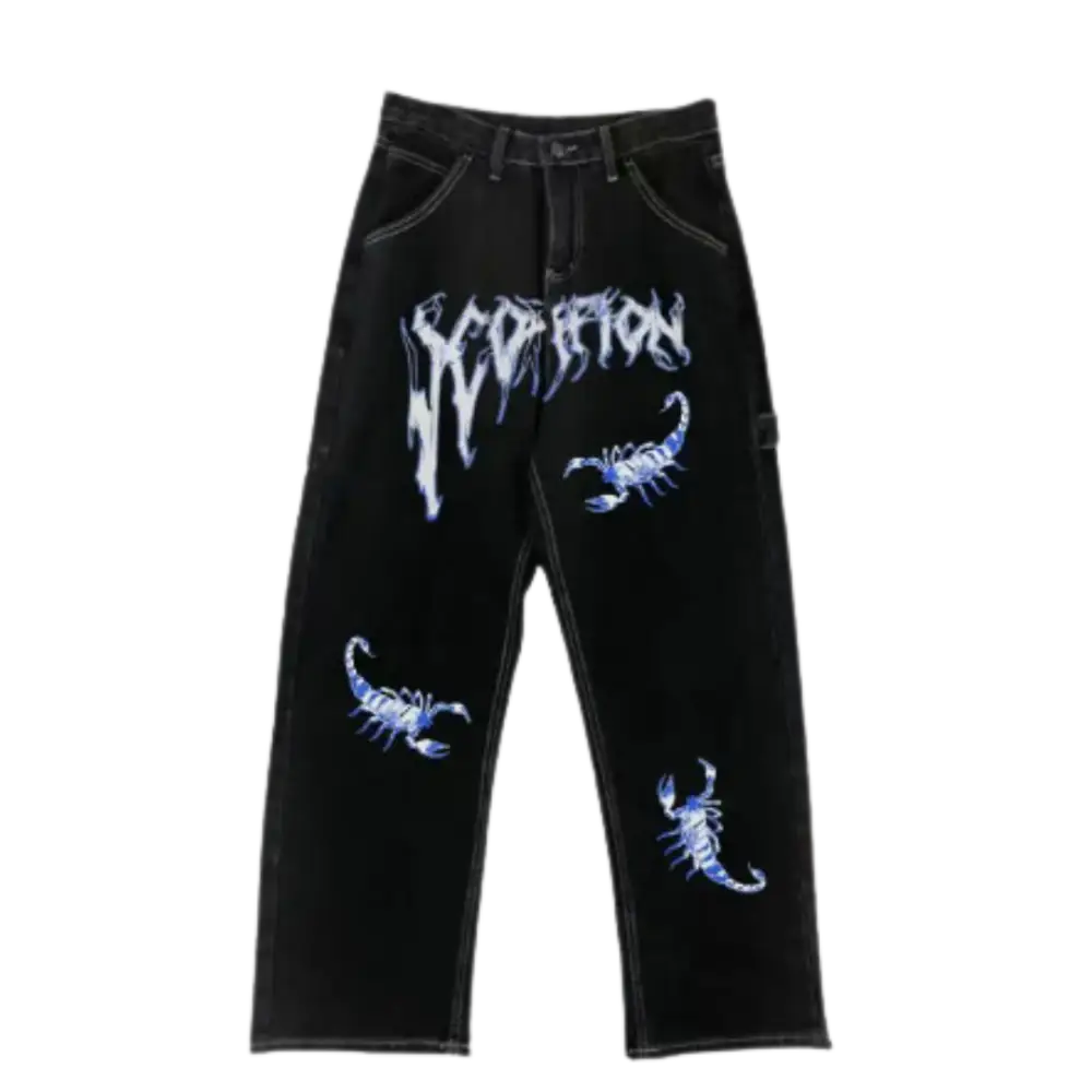 Scorpion baggy jeans y2k pour mode urbaine - black / s