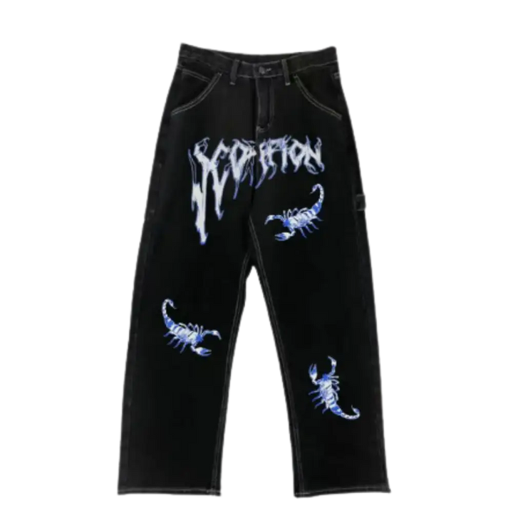 Scorpion baggy jeans y2k pour mode urbaine - black / s