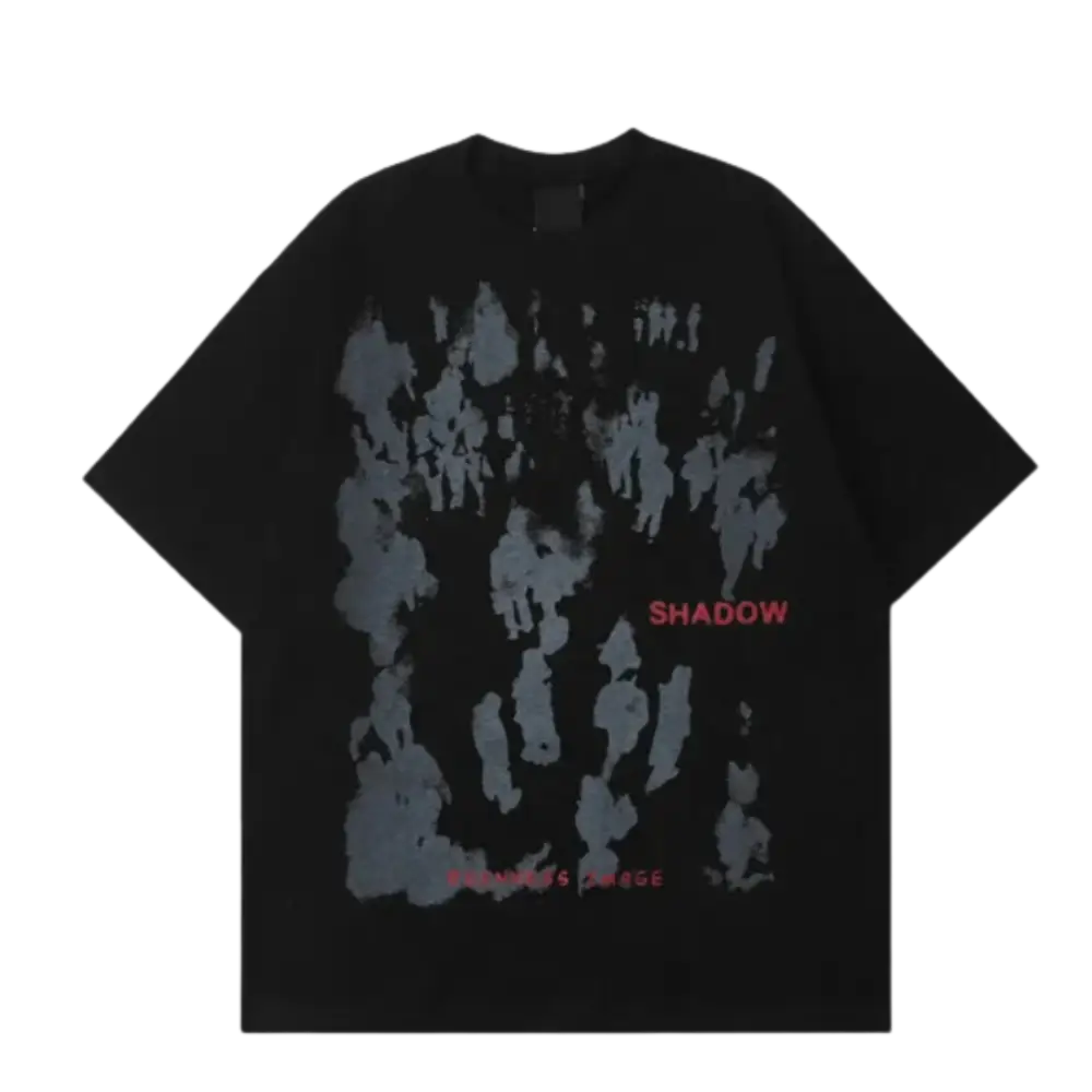 Vintage shadow y2k tee with unique ombré design - black / s
