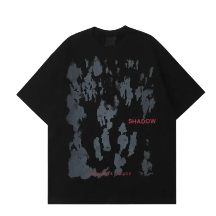 Vintage shadow y2k tee with unique ombré design - black / s