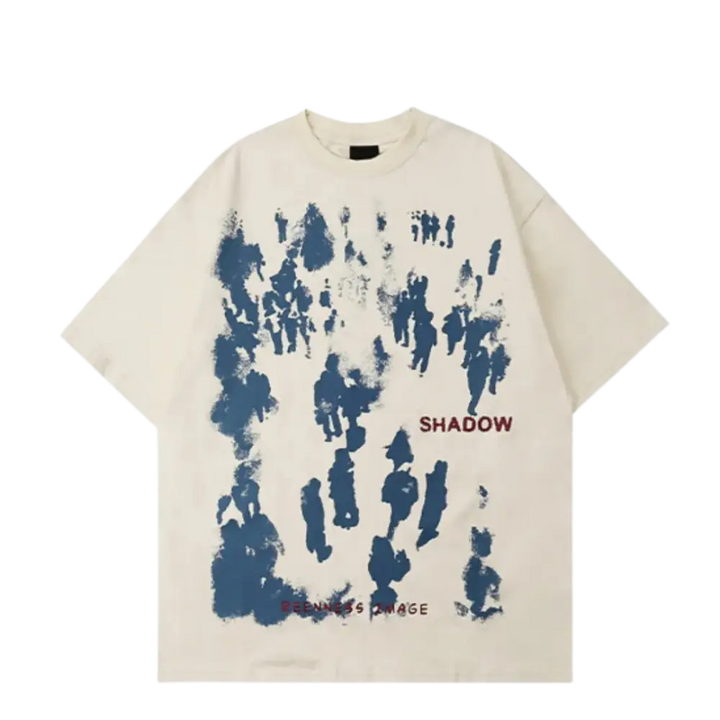 Vintage shadow y2k tee with unique ombré design - cream / s