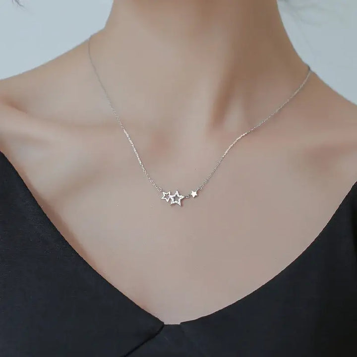 Shooting stars necklace in durable zinc alloy for a stunning look - silver - necklaces