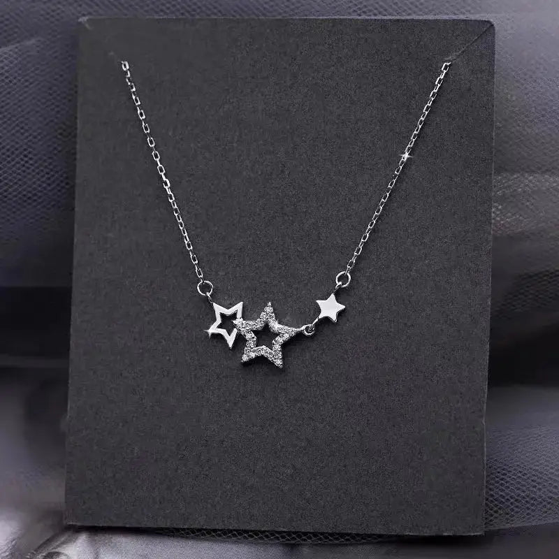 Shooting stars necklace in durable zinc alloy for a stunning look - silver - necklaces