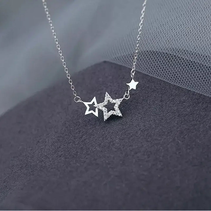 Shooting stars necklace in durable zinc alloy for a stunning look - silver - necklaces