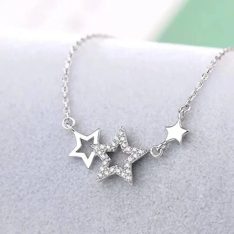 Shooting stars necklace in durable zinc alloy for a stunning look - silver - necklaces