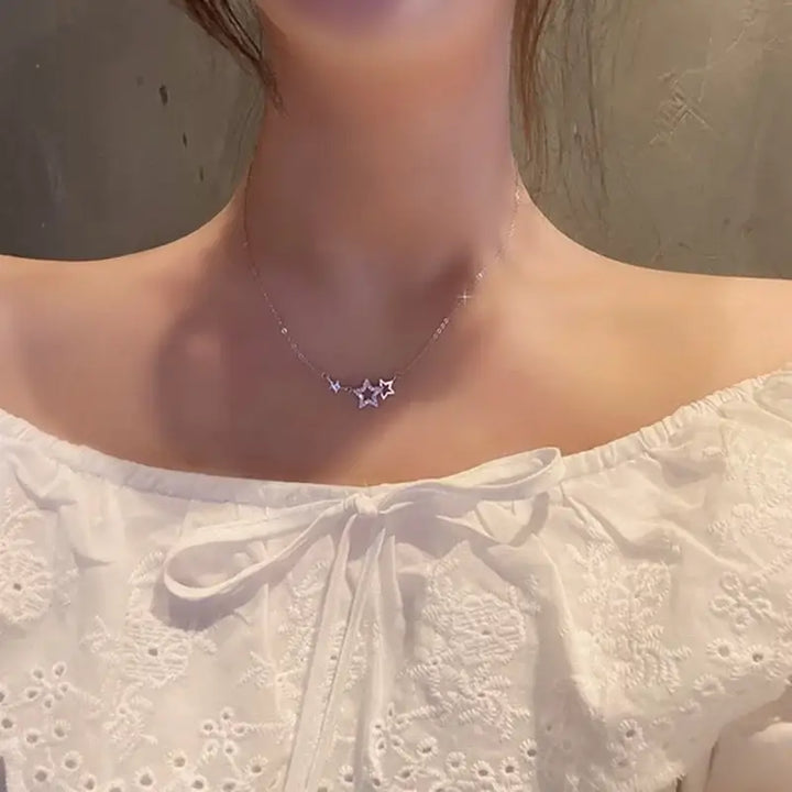 Shooting stars necklace in durable zinc alloy for a stunning look - silver - necklaces