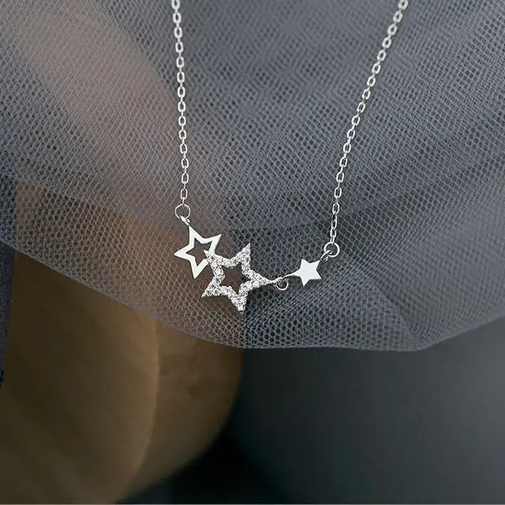 Shooting stars necklace in durable zinc alloy for a stunning look - silver - necklaces