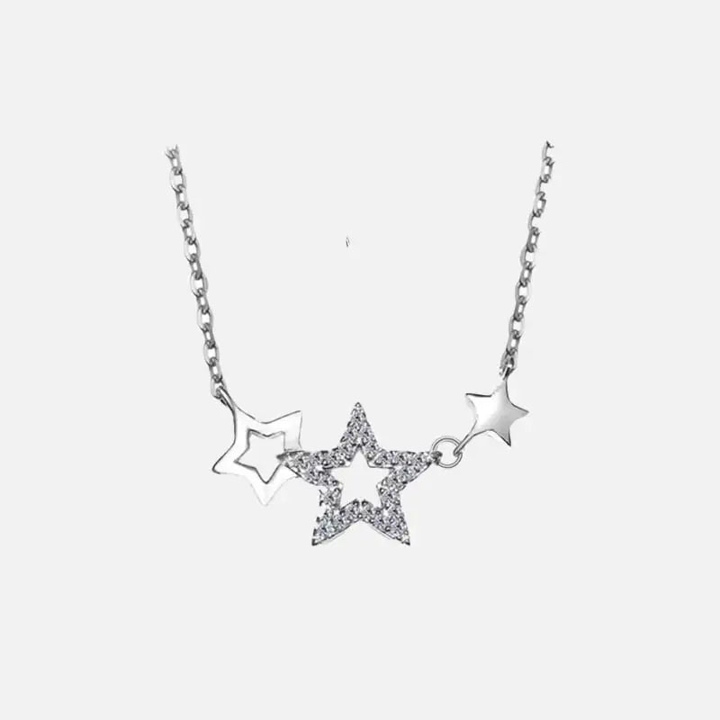 Shooting stars necklace in durable zinc alloy for a stunning look - silver - necklaces