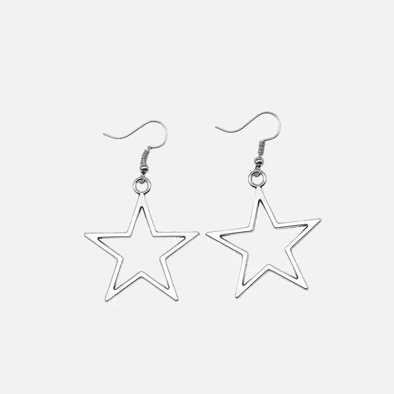 Y2k silver color hollow star earrings in vintage style