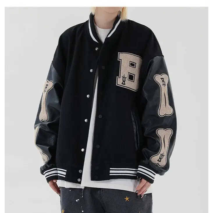 Skeleton bones y2k varsity jacket for stylish outerwear - varsity jackets