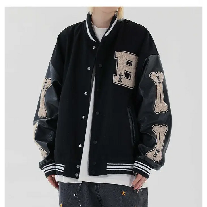 Skeleton bones y2k varsity jacket for stylish outerwear - varsity jackets