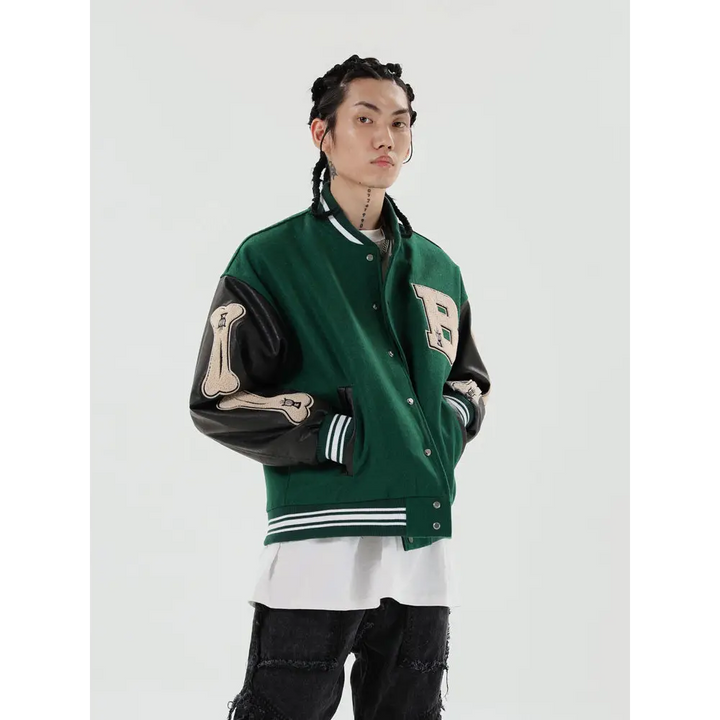 Skeleton bones y2k varsity jacket for stylish outerwear - varsity jackets