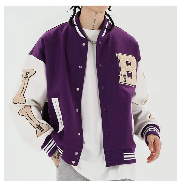 Skeleton bones y2k varsity jacket for stylish outerwear - varsity jackets