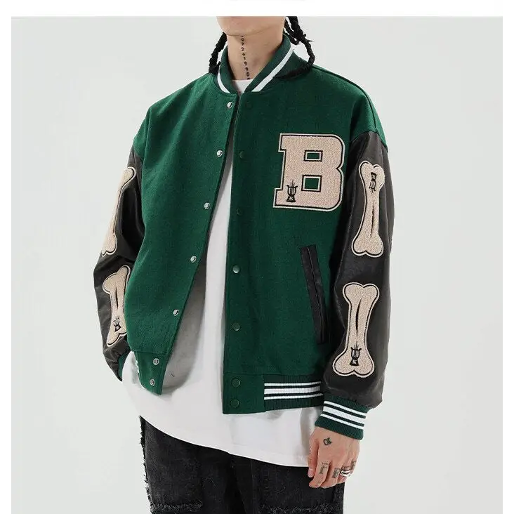 Skeleton bones y2k varsity jacket for stylish outerwear - varsity jackets