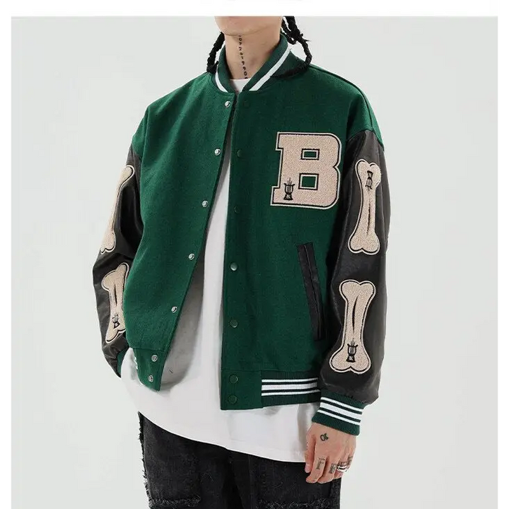 Skeleton bones y2k varsity jacket for stylish outerwear - varsity jackets