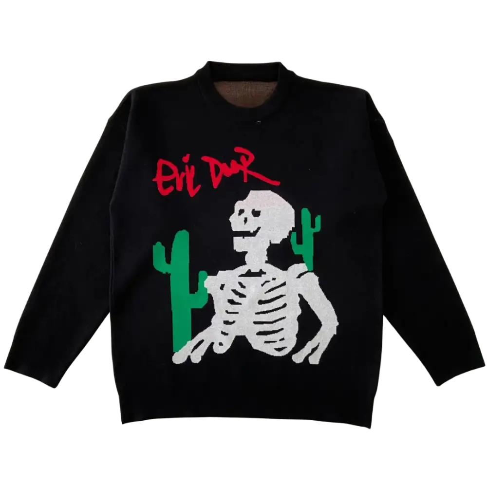 Skeleton desert y2k sweater for urban fashion lovers - black / s