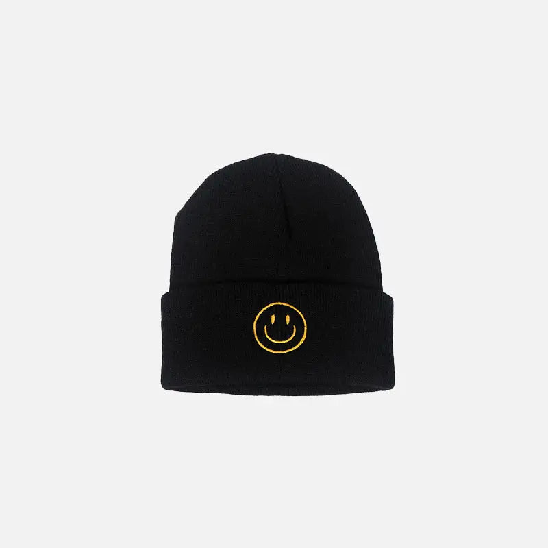 Smile beanie y2k for stylish streetwear fashion - black / one size - beanies