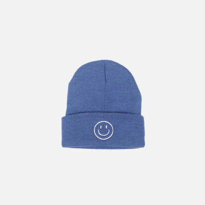 Smile beanie y2k for stylish streetwear fashion - blue / one size - beanies