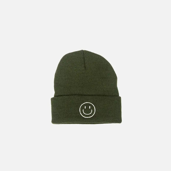 Smile beanie y2k for stylish streetwear fashion - green / one size - beanies
