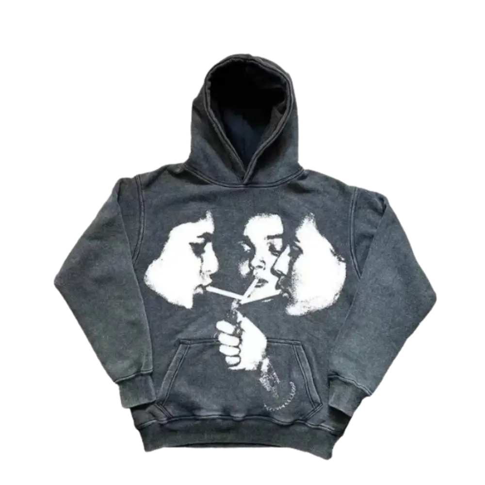 Y2k smoking hoodie for urban fashion lovers - washed grey / s