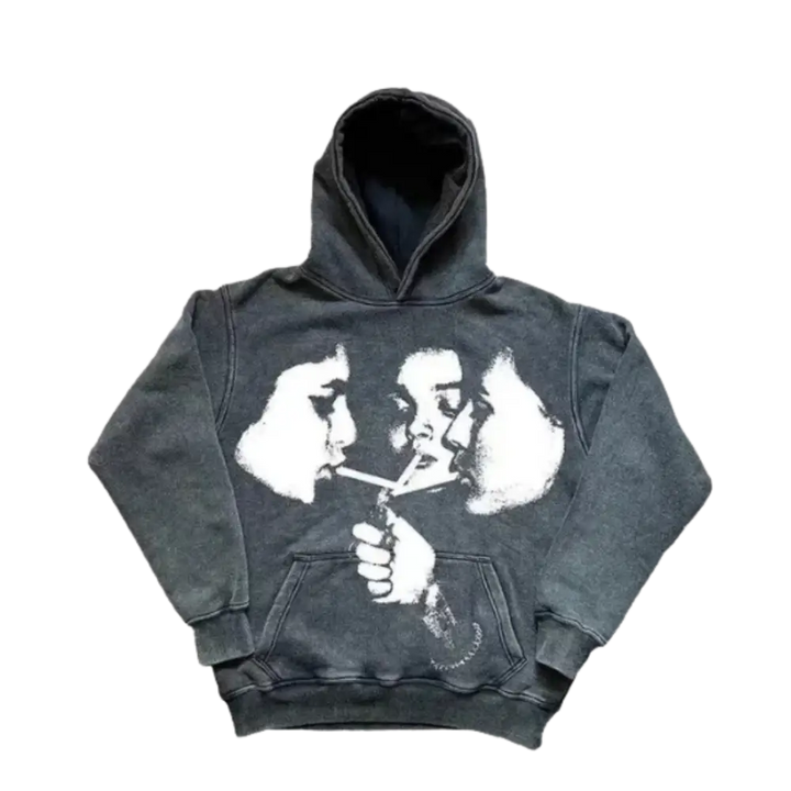 Y2k smoking hoodie for urban fashion lovers - washed grey / s