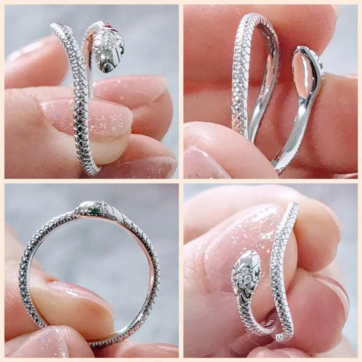 Platinum plated sterling silver snake ring for stylish looks - rings