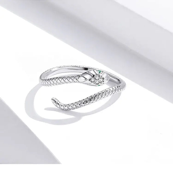 Platinum plated sterling silver snake ring for stylish looks - rings