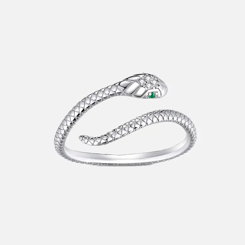 Platinum plated sterling silver snake ring for stylish looks - rings