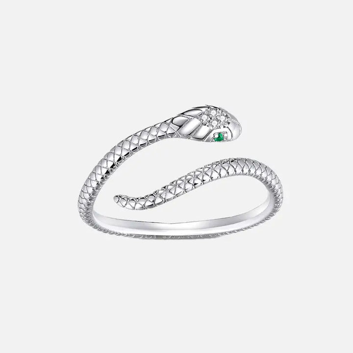 Platinum plated sterling silver snake ring for stylish looks - rings