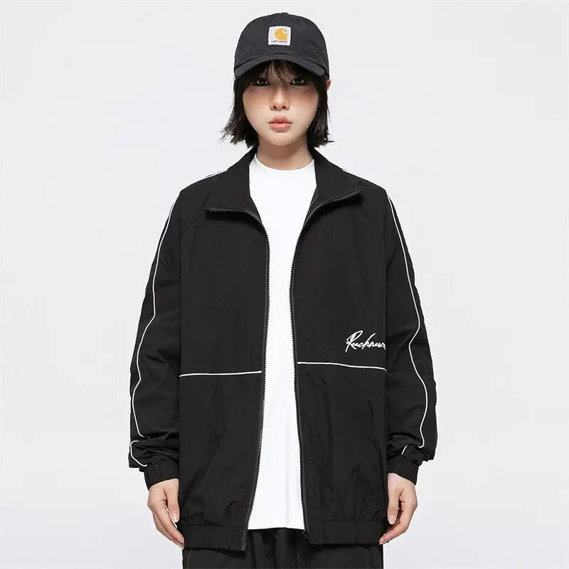 Soft racing y2k windbreaker jacket for stylish outerwear - black / m - jackets