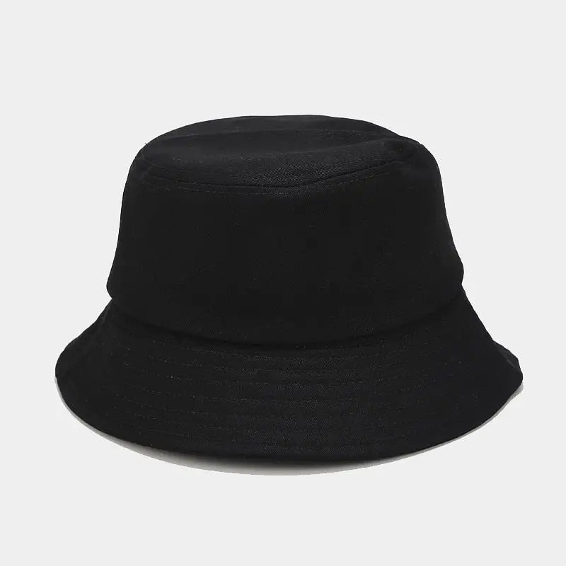 Solid color cotton aesthetic bucket hat for acubi style - black / one size