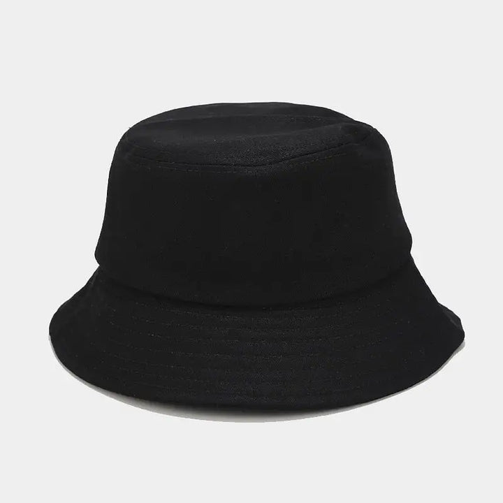 Solid color cotton aesthetic bucket hat for acubi style - black / one size