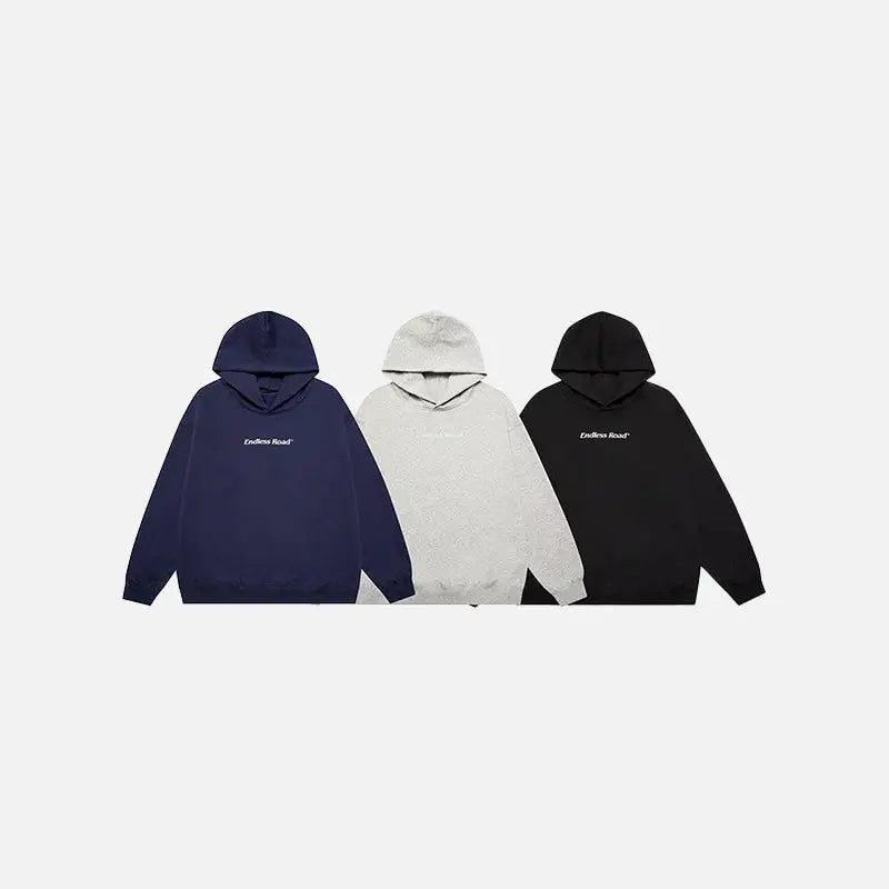 Endless road solid color y2k hoodie for timeless style - hoodies