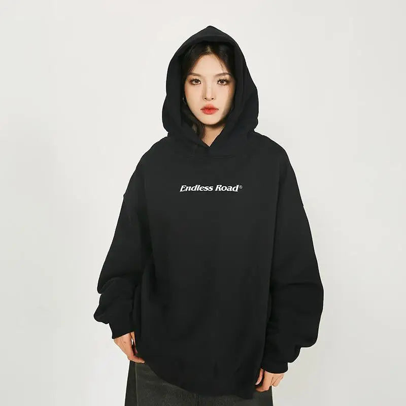 Endless road solid color y2k hoodie for timeless style - hoodies