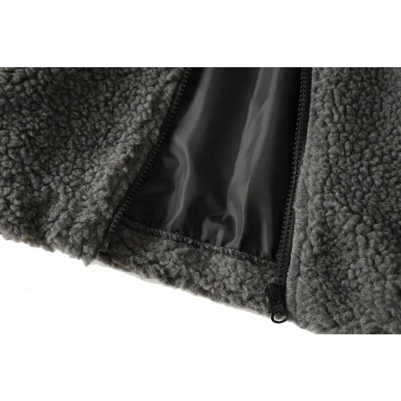 Trendy y2k jacket with letter pattern and turndown collar - fuzzy jackets