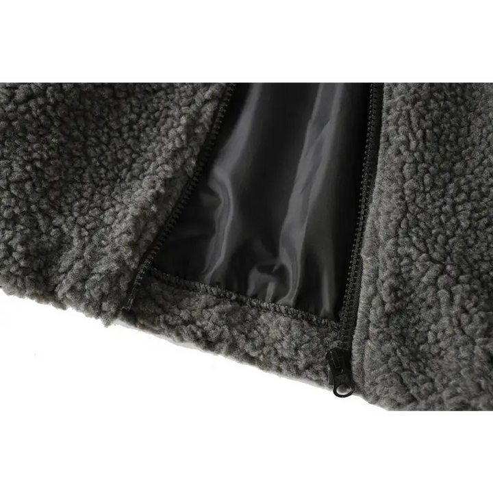 Trendy y2k jacket with letter pattern and turndown collar - fuzzy jackets