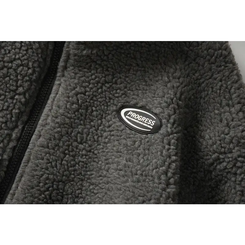 Trendy y2k jacket with letter pattern and turndown collar - fuzzy jackets