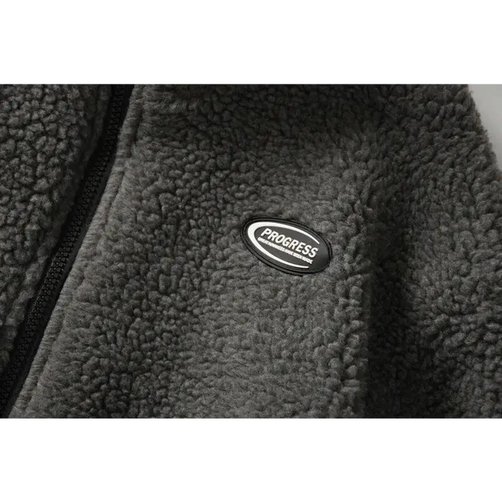 Trendy y2k jacket with letter pattern and turndown collar - fuzzy jackets