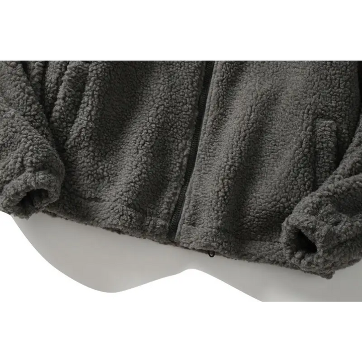 Trendy y2k jacket with letter pattern and turndown collar - fuzzy jackets