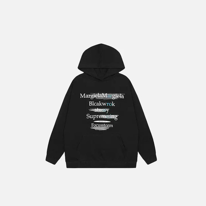 Y2k solid color letter print hoodie for stylish comfort - black / m - hoodies