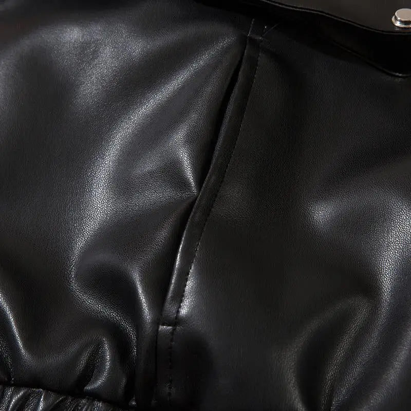 Y2k solid color pocket leather jacket for statement style - jackets