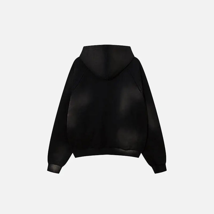 Plain washed zip up hoodie from y2k streetwear collection - hoodies