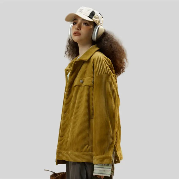 Y2k solid pattern denim jacket for a timeless chic look