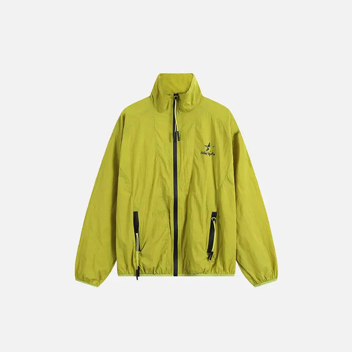 Solid stand collar windbreaker jacket for cozy comfort - green / m - jackets