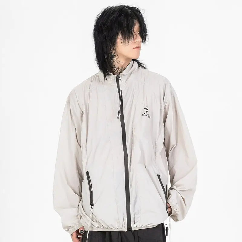 Solid stand collar windbreaker jacket for cozy comfort - jackets