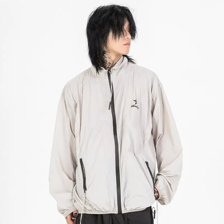 Solid stand collar windbreaker jacket for cozy comfort - jackets