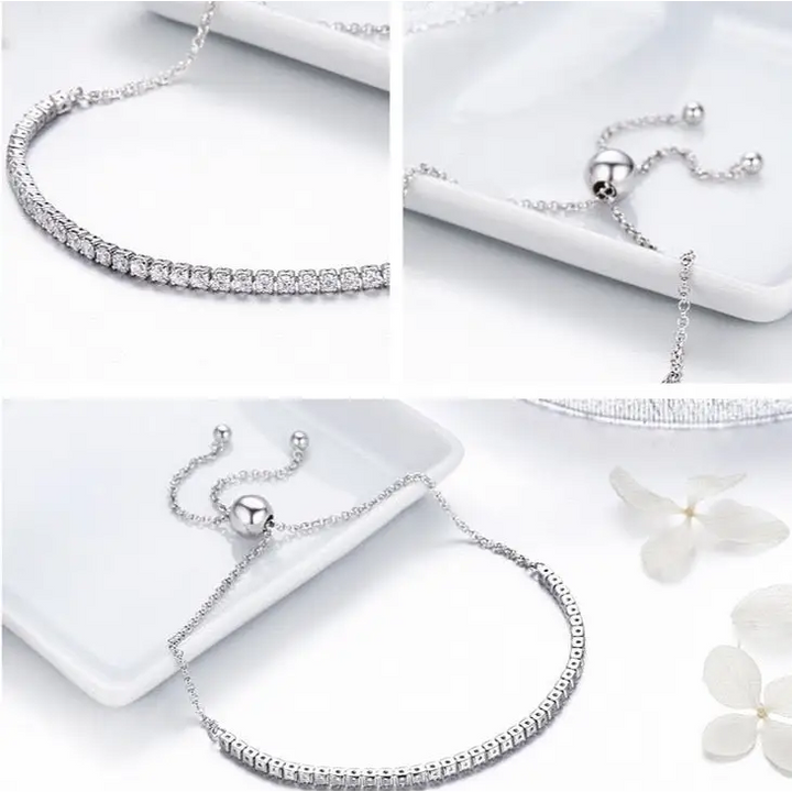 Y2k sterling silver sparkling strand bracelet for a dazzling look - necklace