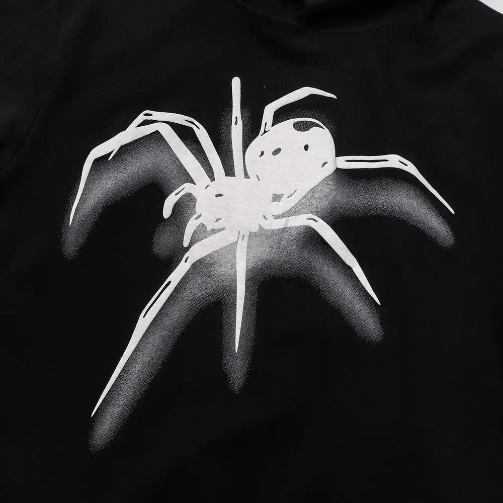 Spider y2k graphic print hoodie for stylish streetwear - hoodies