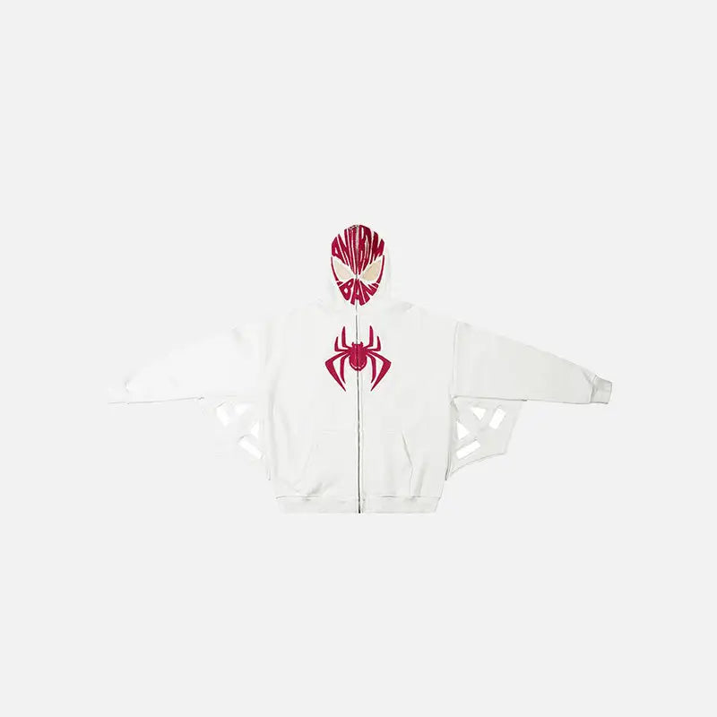 Spider web y2k full zip jacket for unique streetwear style - white / m